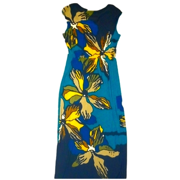 Danny & Nicole Teal Floral Maxi Dress - Picture 3 of 5